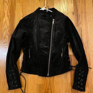 Free people Lace up Velvet jacket